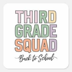 Third Grade Squad Teachers Kids 3rd Grade Square Sticker