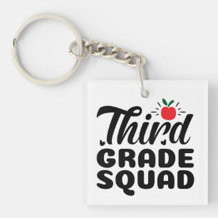 Third Grade Squad Wordart Key Ring