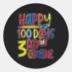 Third Grade Student Kids Gift 100 Days Of School Classic Round Sticker