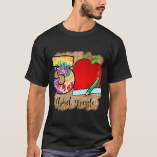 Third Grade Teacher Apple Heart Love Tie Dye Teach T-Shirt
