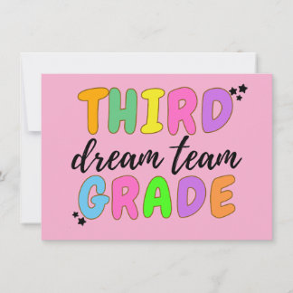 Third Grade Teacher, Back To School, Teacher Team Thank You Card