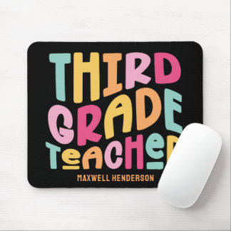 Third Grade Teacher Colorful Text Mouse Mat