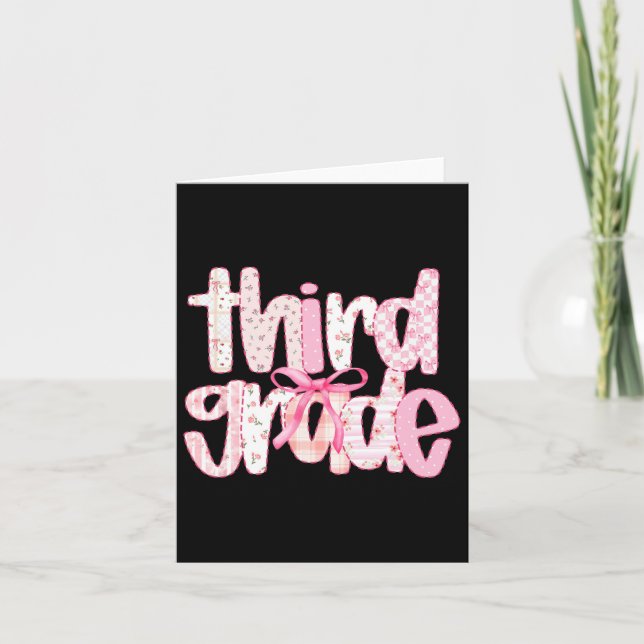 Third Grade Teacher Cute Back To School Coquette B Card (Front)