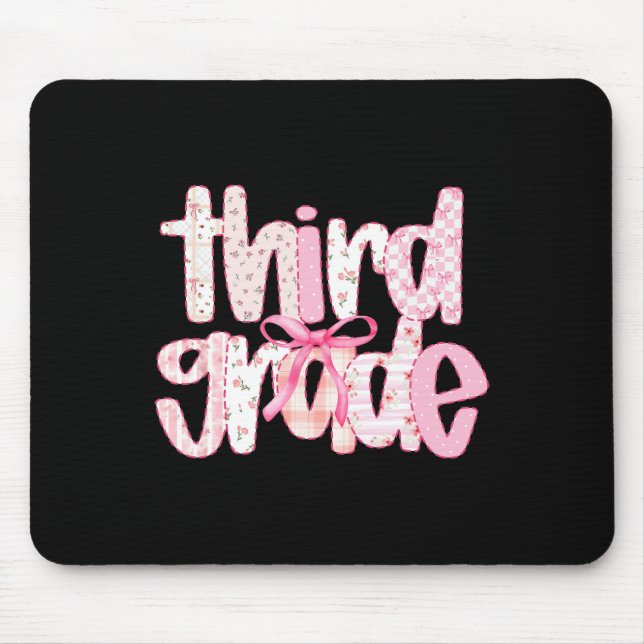 Third Grade Teacher Cute Back To School Coquette B Mouse Mat (Front)