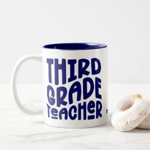Third Grade Teacher Dark Blue Typography Design Two-Tone Coffee Mug