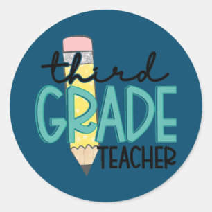 Third Grade Teacher Funny Teach Lovers Back To Classic Round Sticker