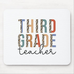 Third Grade Teacher Leopard Happy First Day Of Sch Mouse Mat