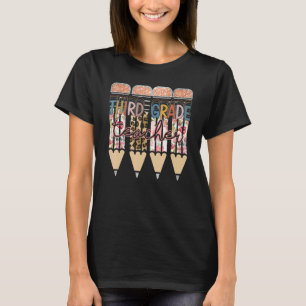 Third Grade Teacher Leopard Pencil Back To School T-Shirt