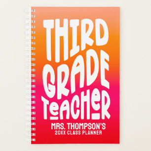 Third Grade Teacher Orange Red Ombre Planner