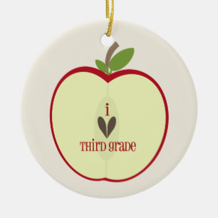 Third Grade Teacher Ornament - Red Apple Half