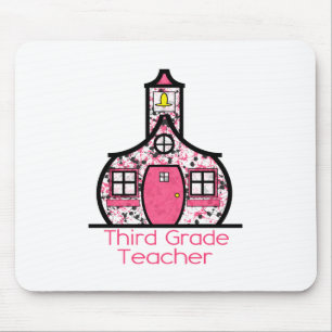Third Grade Teacher Paint Splatter Schoolhouse Mouse Mat