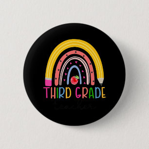 Third Grade Teacher Rainbow Teacher Back To School 6 Cm Round Badge