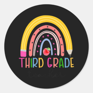Third Grade Teacher Rainbow Teacher Back To School Classic Round Sticker