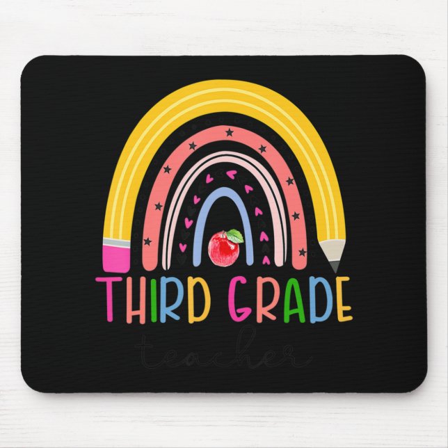 Third Grade Teacher Rainbow Teacher Back To School Mouse Mat (Front)