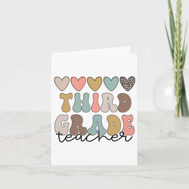 Third Grade Teacher Retro First Day Of School 3rd  Card (Front)