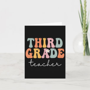 Third Grade Teacher Retro Groovy Vintage First Day Card