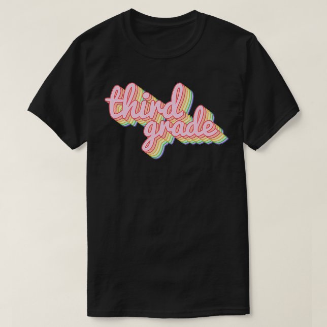Third Grade Teacher Retro Rainbow Funny Teacher  T-Shirt (Design Front)