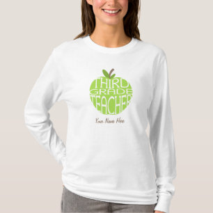 Third Grade Teacher T Shirt - Green Apple