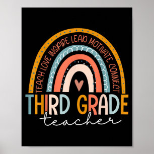 Third Grade Teacher Teach Love Inspire Back to Poster