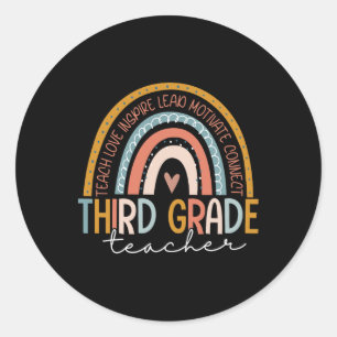 Third Grade Teacher Teach Love Inspire Ck To Schoo Classic Round Sticker