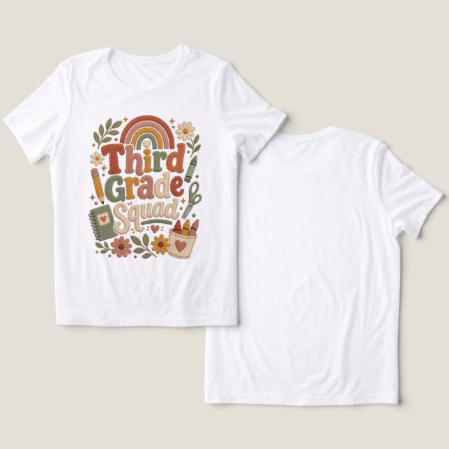 Third Grade Teacher Tee Shirt (Design Front & Back)