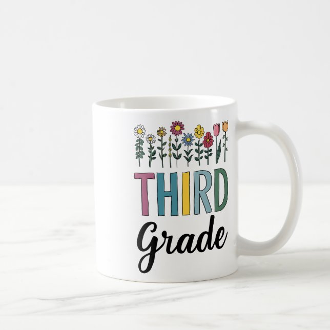Third Grade Teacher Wildflower Back To School Flor Coffee Mug (Right)