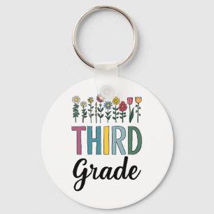 Third Grade Teacher Wildflower Back To School Flor Key Ring