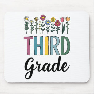 Third Grade Teacher Wildflower Back To School Flor Mouse Mat