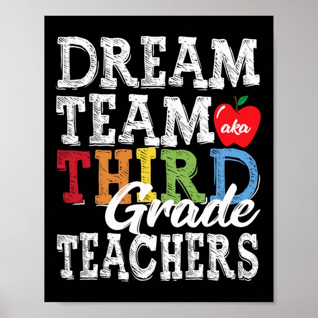 Third Grade Teachers Tee Dream Team Aka 3rd Grade  Poster (Front)