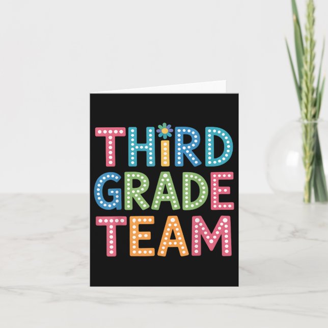 Third Grade Team Colourful Back To School Teacher  Card (Front)
