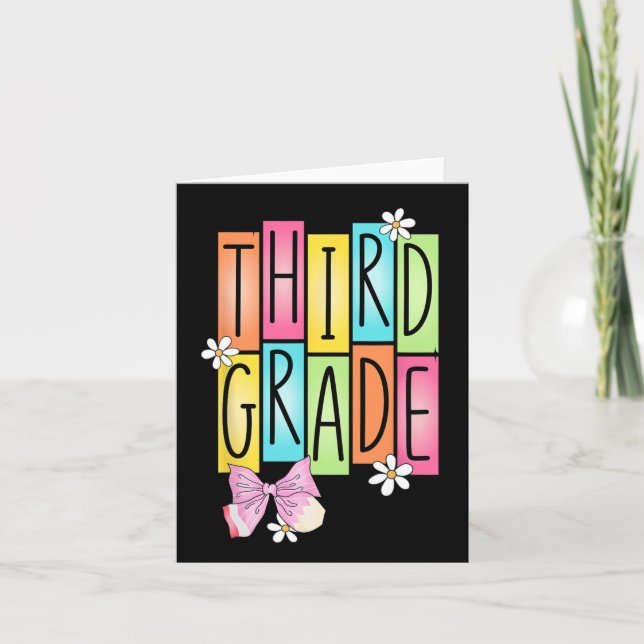 Third Grade Team Retro Coquette Back To School Gir Card (Front)