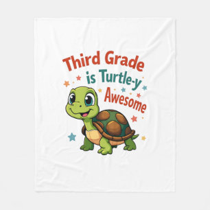 Third grade Turtle-y Awesome 3rd Grade Back to Sch Fleece Blanket