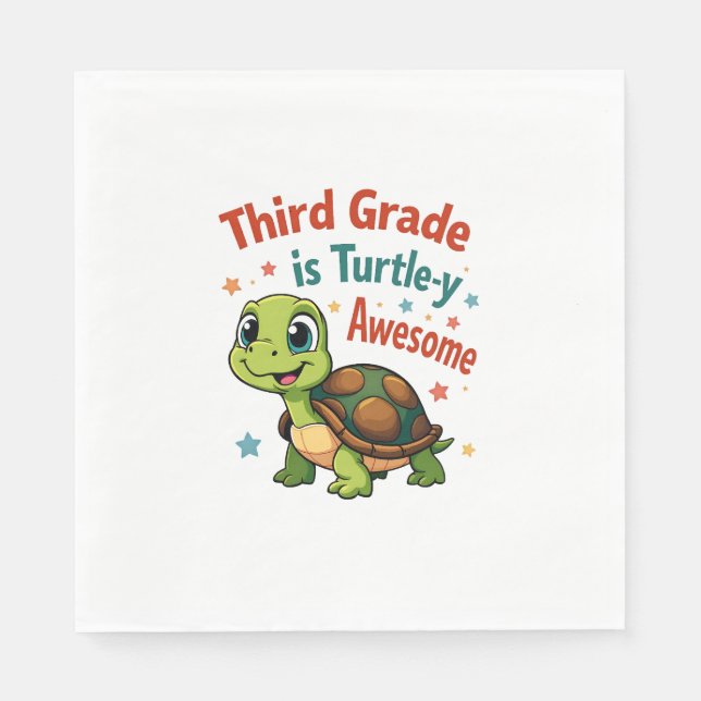 Third grade Turtle-y Awesome 3rd Grade Back to Sch Napkin (Front)