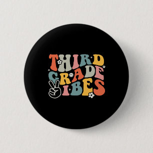 Third Grade Vibes - 3rd Grade Team Retro 1st Day O 6 Cm Round Badge