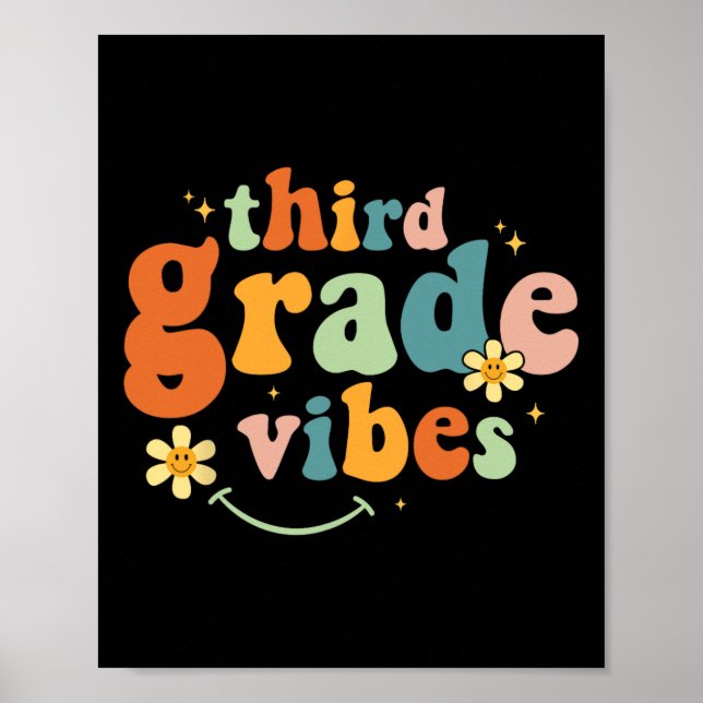 Third Grade Vibes 3rd Grade Team Retro 1st Day Of  Poster (Front)
