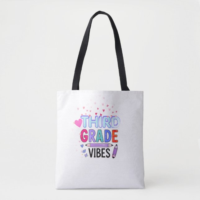 Third Grade Vibes Cute Back to School Tote Bag (Front)