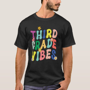 Third Grade Vibes Elementary Leopard Retro Groovy T-Shirt