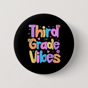 Third Grade Vibes Kids Back To School Preppy Graph 6 Cm Round Badge