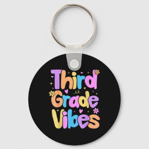 Third Grade Vibes Kids Back To School Preppy Graph Key Ring