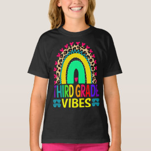 Third Grade Vibes Rainbow Leopard Back To School T-Shirt