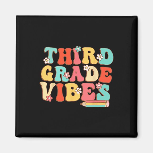Third Grade Vibes Retro Groovy - 3rd Grade Byck To Magnet (Front)
