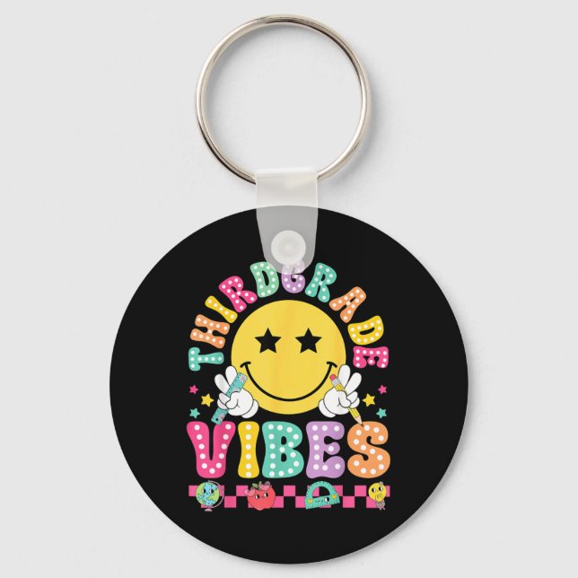 Third Grade Vibes Smile Face Back To School Boys Key Ring (Front)
