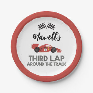 Third Lap Around the Track Race Car Birthday Paper Plate