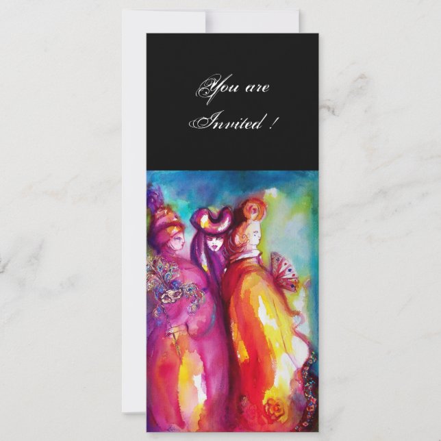 THIRD MASK masquerade ball ,gold red yellow blue Invitation (Front)