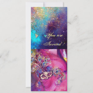 THIRD MASK masquerade ball ,gold red yellow blue Invitation