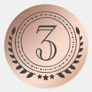 Third Place Honour Bronze Medal on Bronze Gradient Classic Round Sticker