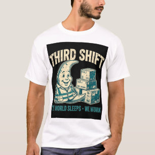 Third Shift The World Sleeps We Work Funny Warehou T-Shirt