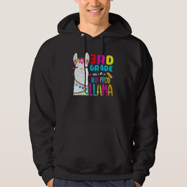 Third Team 3rd Grade Teacher Rainbow No Prob Llama Hoodie (Front)