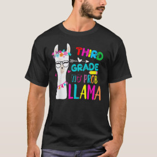 Third Team 3rd Grade Teacher Rainbow No Prob Llama T-Shirt