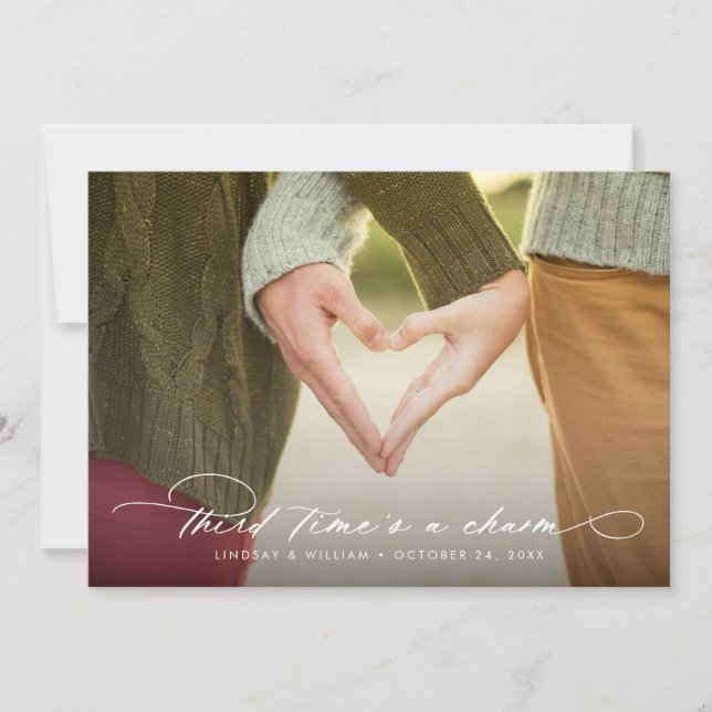 Third Time's a Charm Photo Change the Date Announcement (Front)